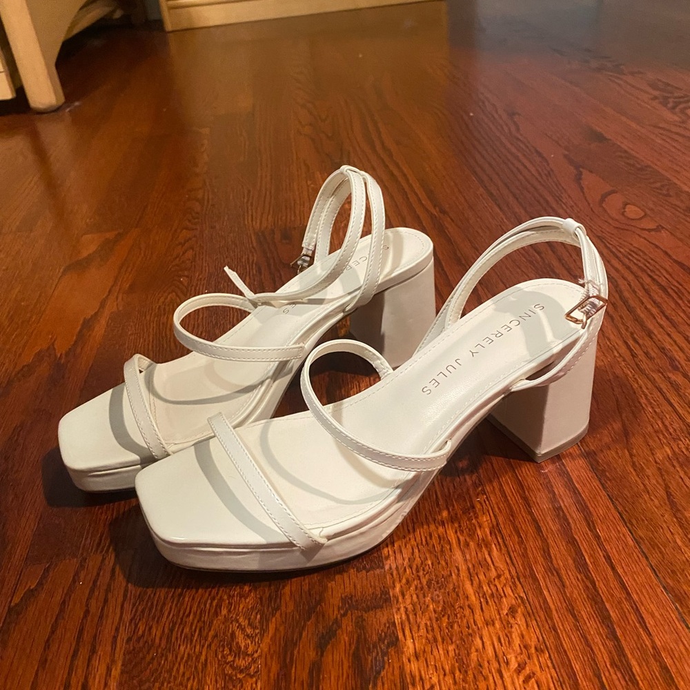 Sincerely Jules White Strappy Heels